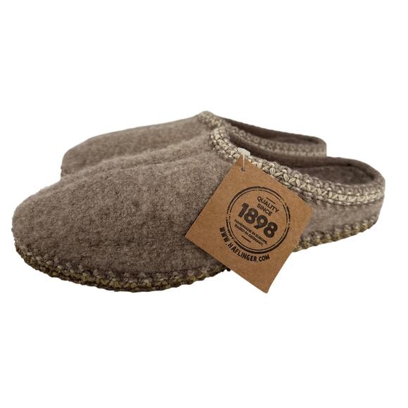 Haflinger AS Classic Slippers Mens EU42 US 9 Brown Natural Wool Felt Slip On - Picture 1 of 12